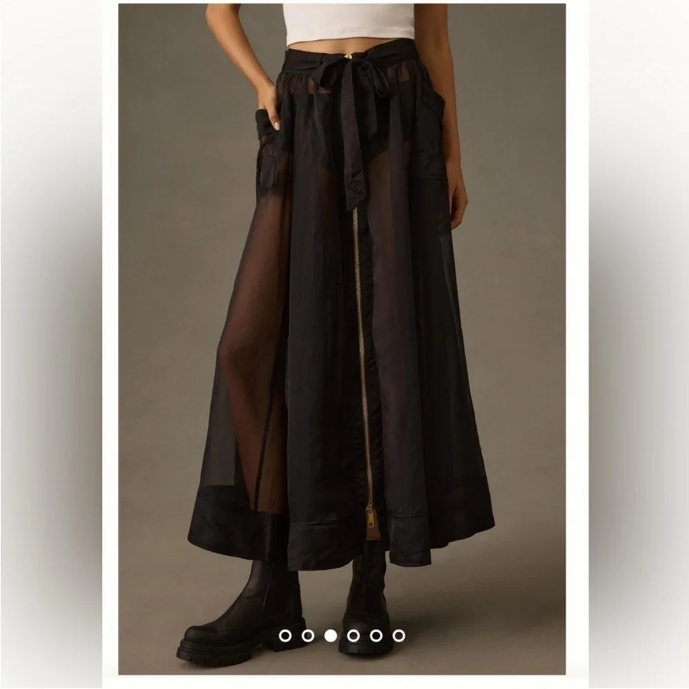 Anthropologie Sheer Parachute Maxi Skirt Size 6 | NWT